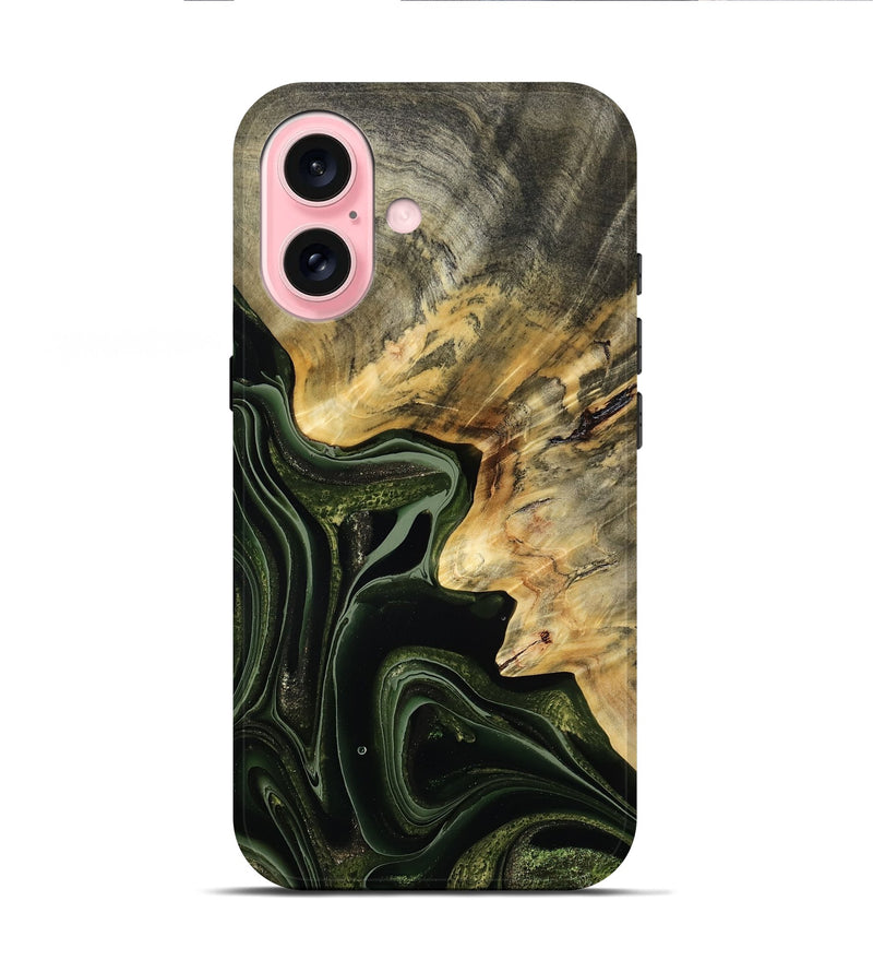 iPhone 16 Wood Live Edge Phone Case - Camilo (Green, 792041)