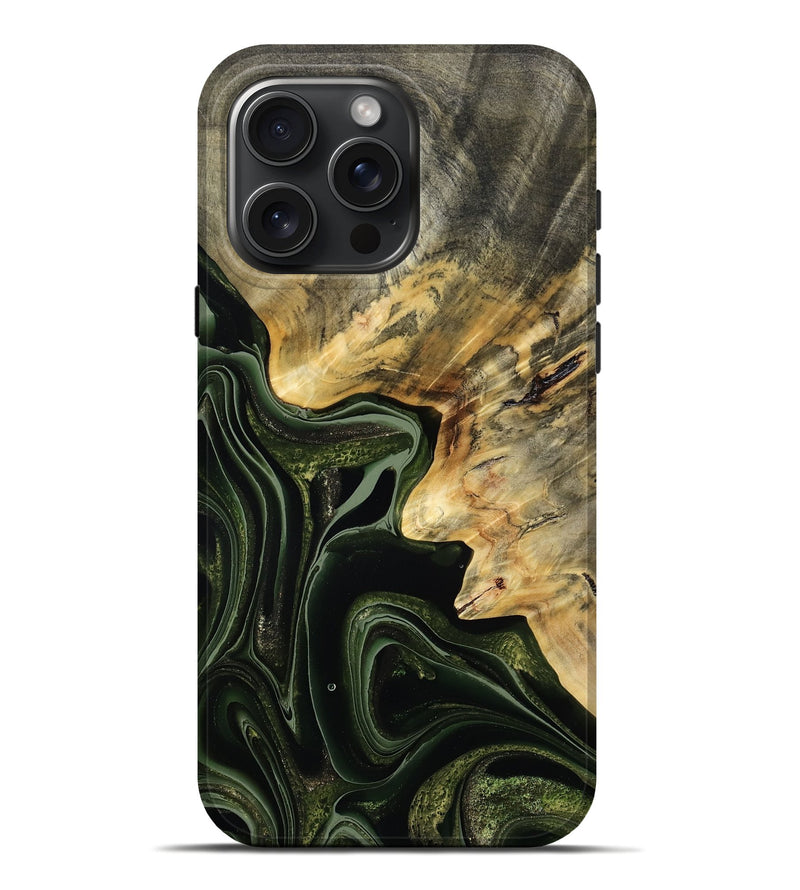 iPhone 16 Pro Max Wood Live Edge Phone Case - Camilo (Green, 792041)