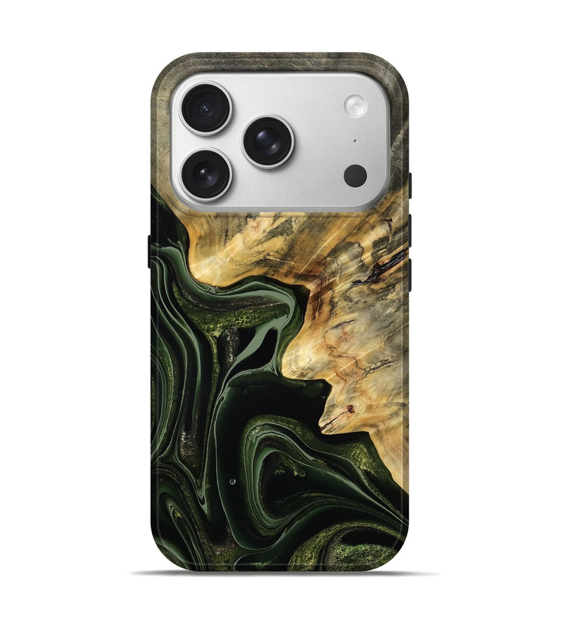 iPhone 17 Pro Wood Live Edge Phone Case - Camilo (Green, 792041)
