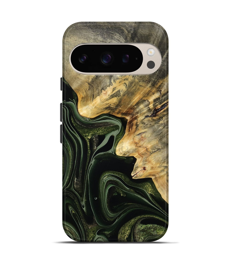 Pixel 9 Wood Live Edge Phone Case - Camilo (Green, 792041)