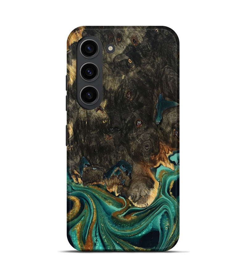 Galaxy S23 Wood Live Edge Phone Case - Carie (Teal & Gold, 792043)