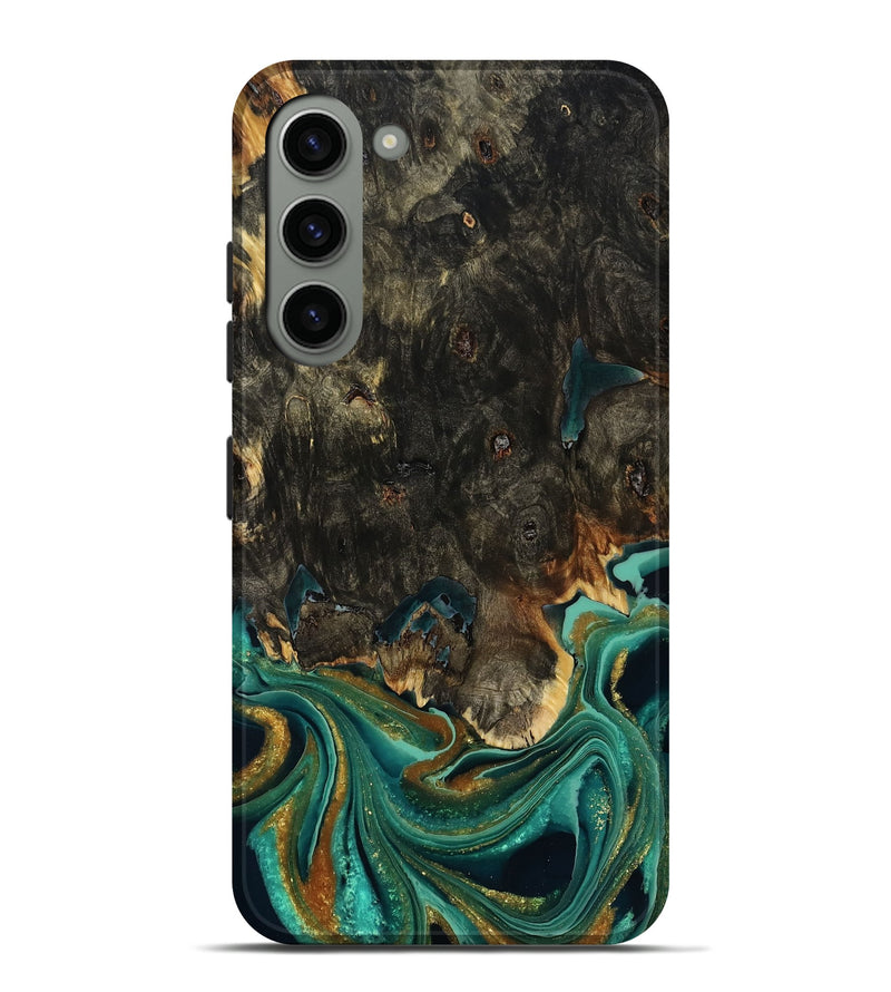 Galaxy S23 Plus Wood Live Edge Phone Case - Carie (Teal & Gold, 792043)