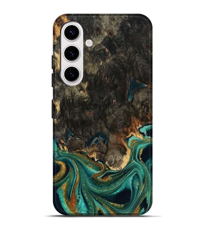 Galaxy S25 Plus Wood Live Edge Phone Case - Carie (Teal & Gold, 792043)