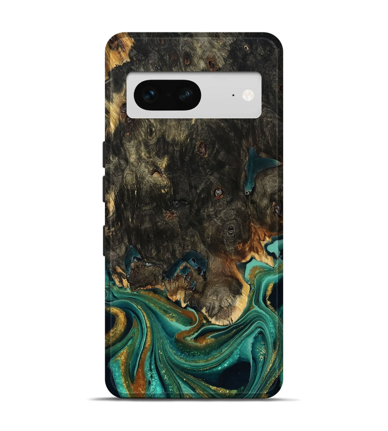 Pixel 7 Wood Live Edge Phone Case - Carie (Teal & Gold, 792043)