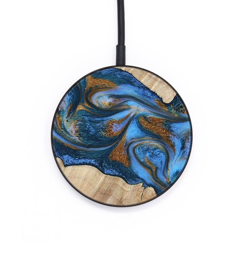 Circle Wood Wireless Charger - Julieta (Teal & Gold, 792048)
