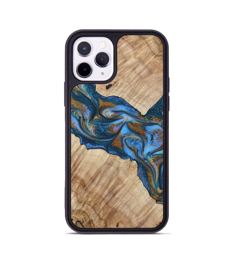 iPhone 11 Pro Wood Phone Case - Julieta (Teal & Gold, 792048)