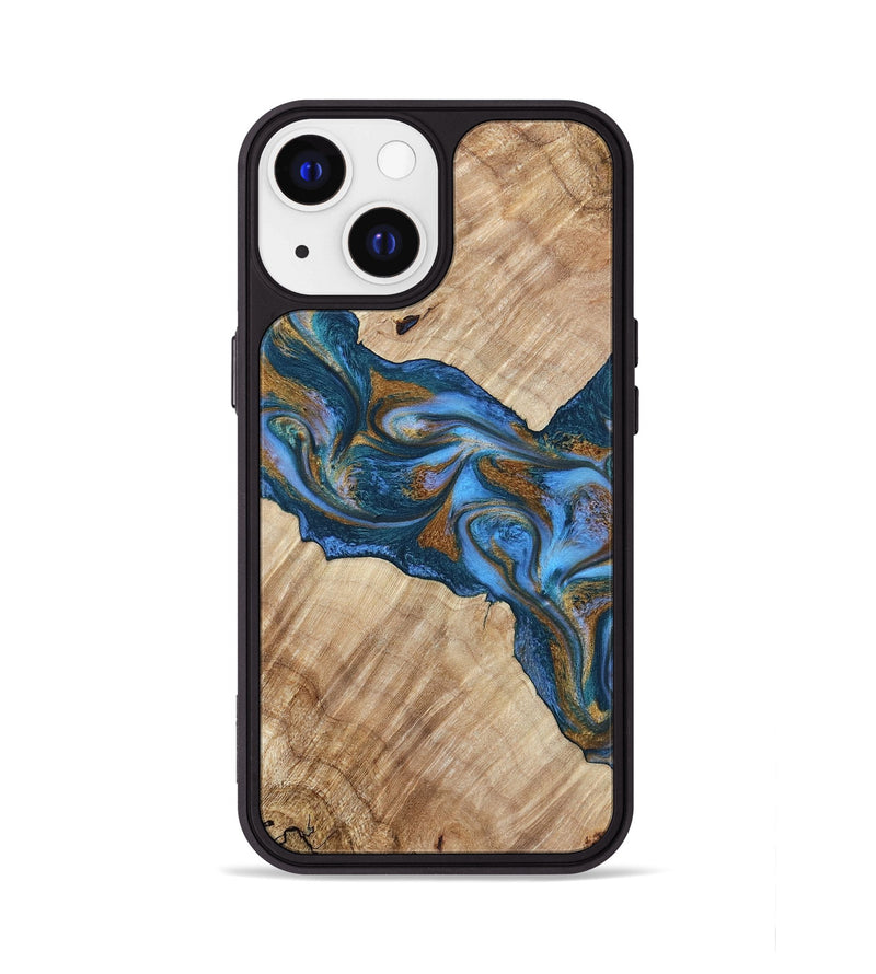 iPhone 13 Wood Phone Case - Julieta (Teal & Gold, 792048)