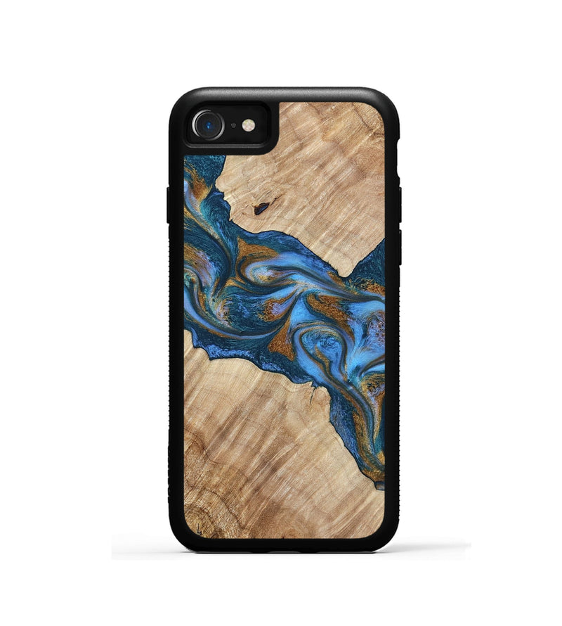iPhone SE Wood Phone Case - Julieta (Teal & Gold, 792048)