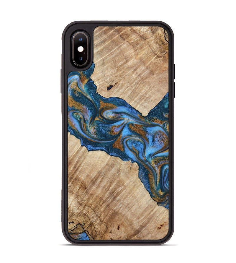 iPhone Xs Max Wood Phone Case - Julieta (Teal & Gold, 792048)