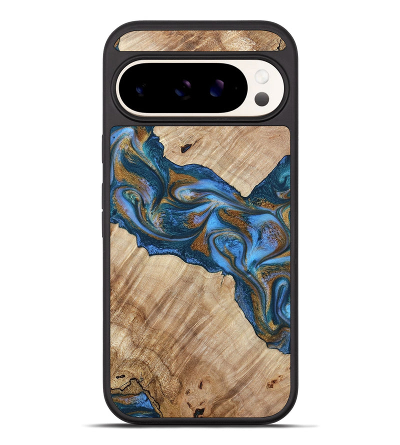 Pixel 10 Pro XL Wood Phone Case - Julieta (Teal & Gold, 792048)