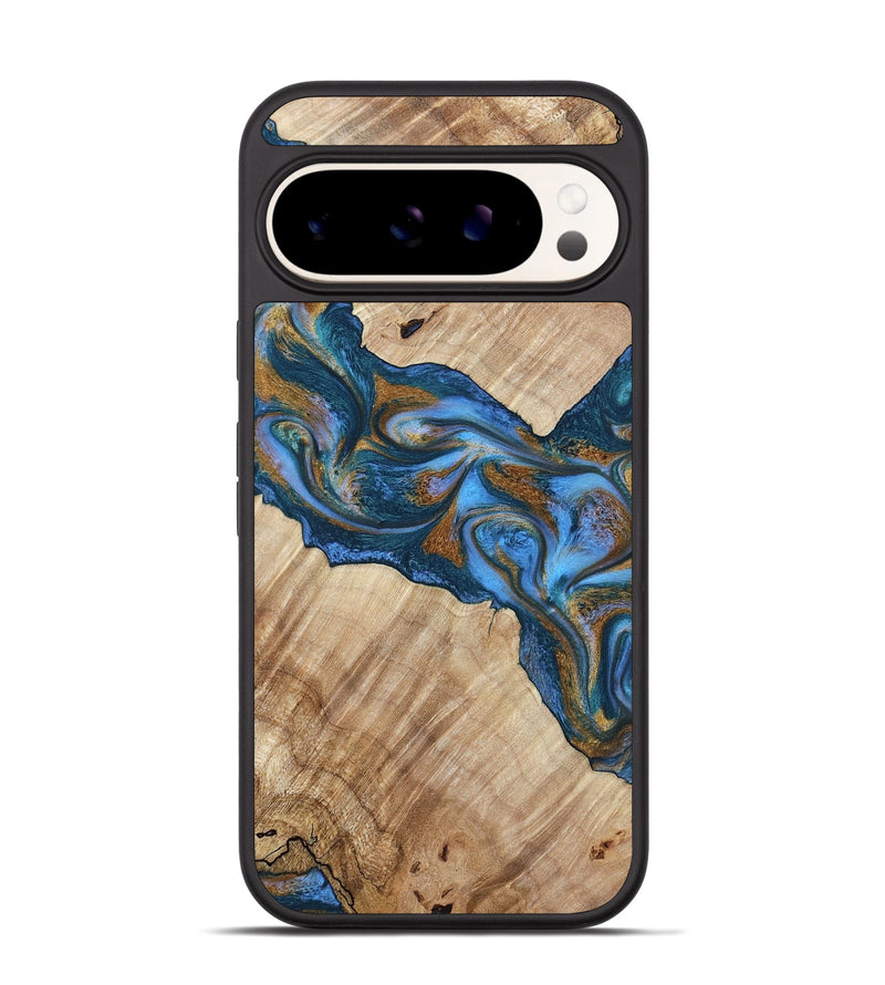 Pixel 9 Wood Phone Case - Julieta (Teal & Gold, 792048)