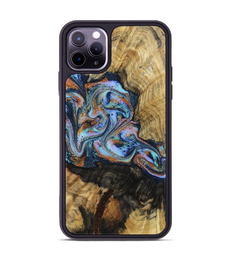 iPhone 11 Pro Max Wood Phone Case - Finis (Teal & Gold, 792052)
