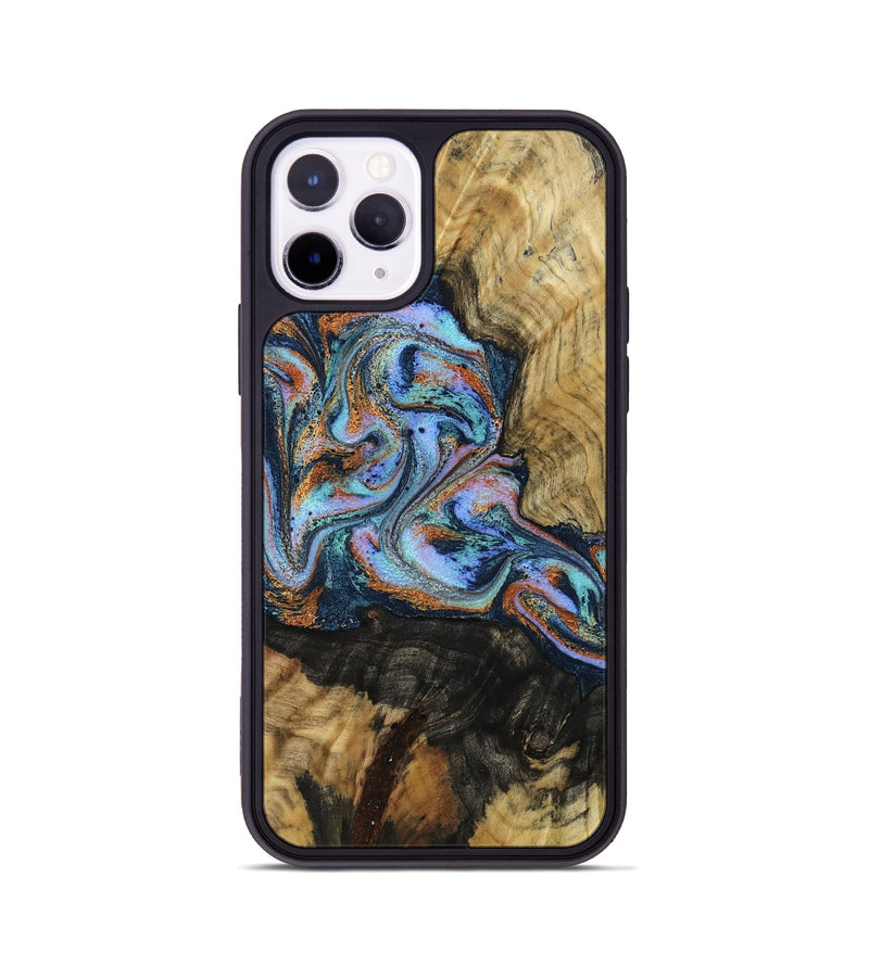 iPhone 11 Pro Wood Phone Case - Finis (Teal & Gold, 792052)