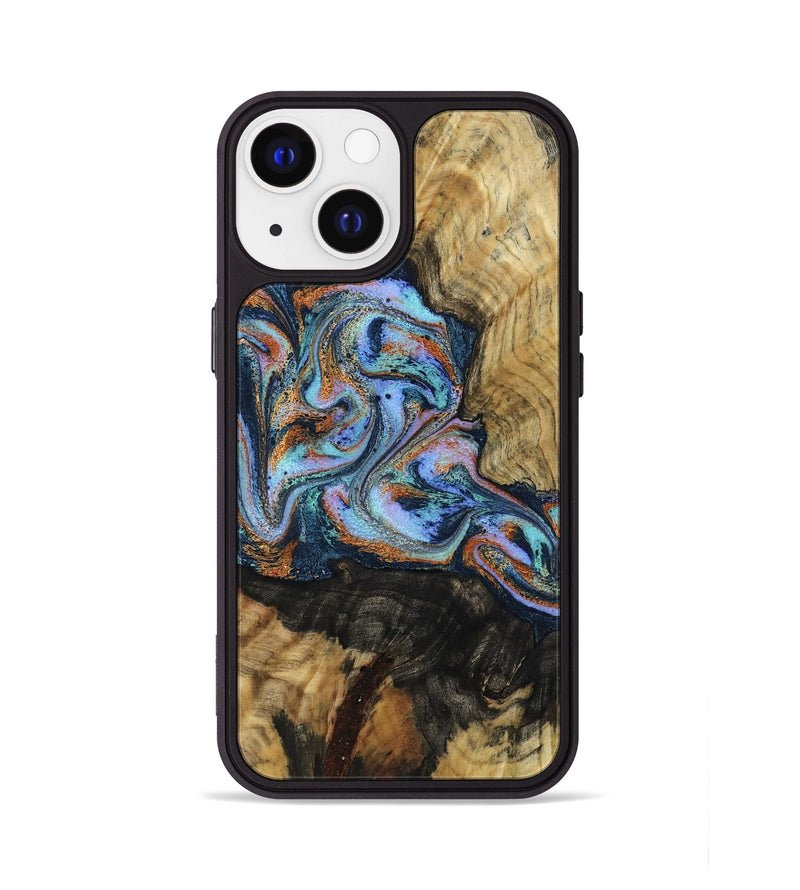 iPhone 13 Wood Phone Case - Finis (Teal & Gold, 792052)