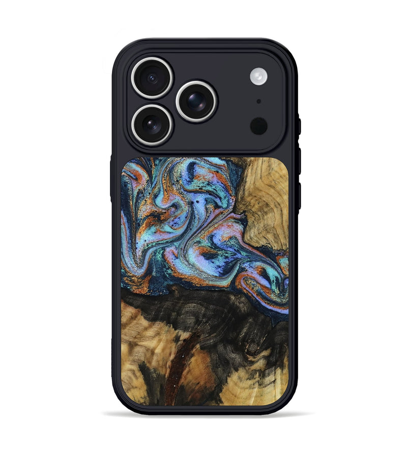 iPhone 17 Pro Wood Phone Case - Finis (Teal & Gold, 792052)