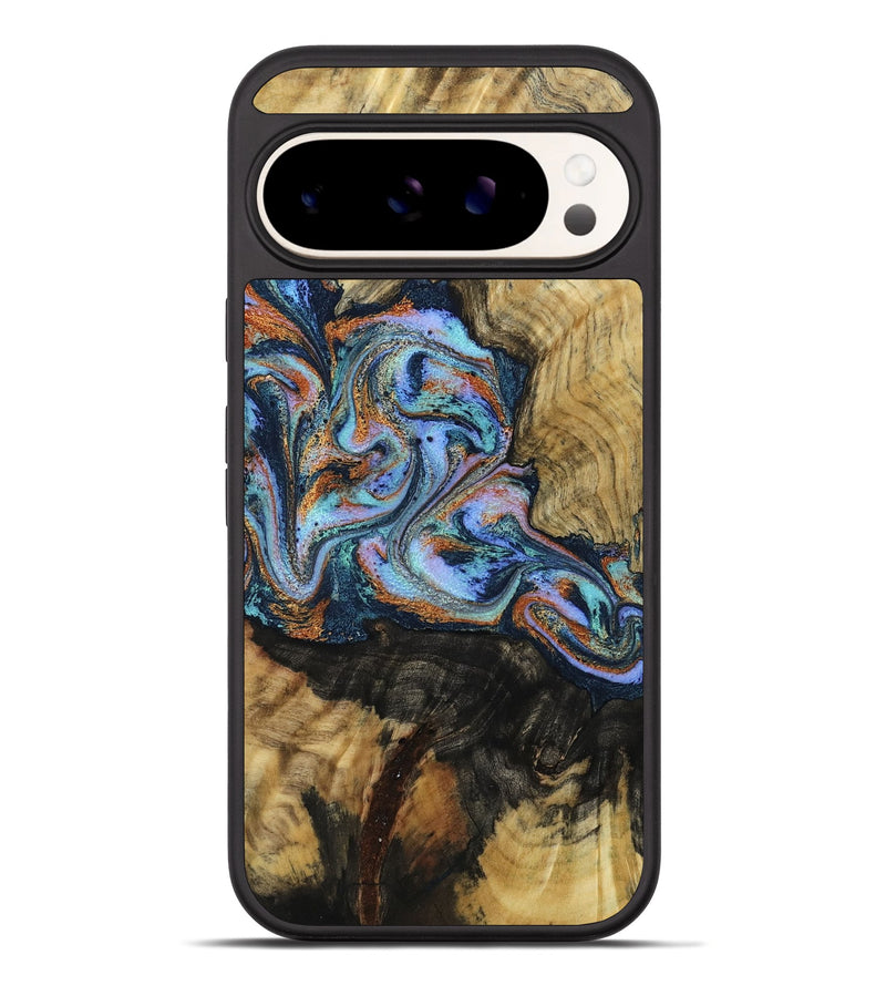 Pixel 10 Pro XL Wood Phone Case - Finis (Teal & Gold, 792052)