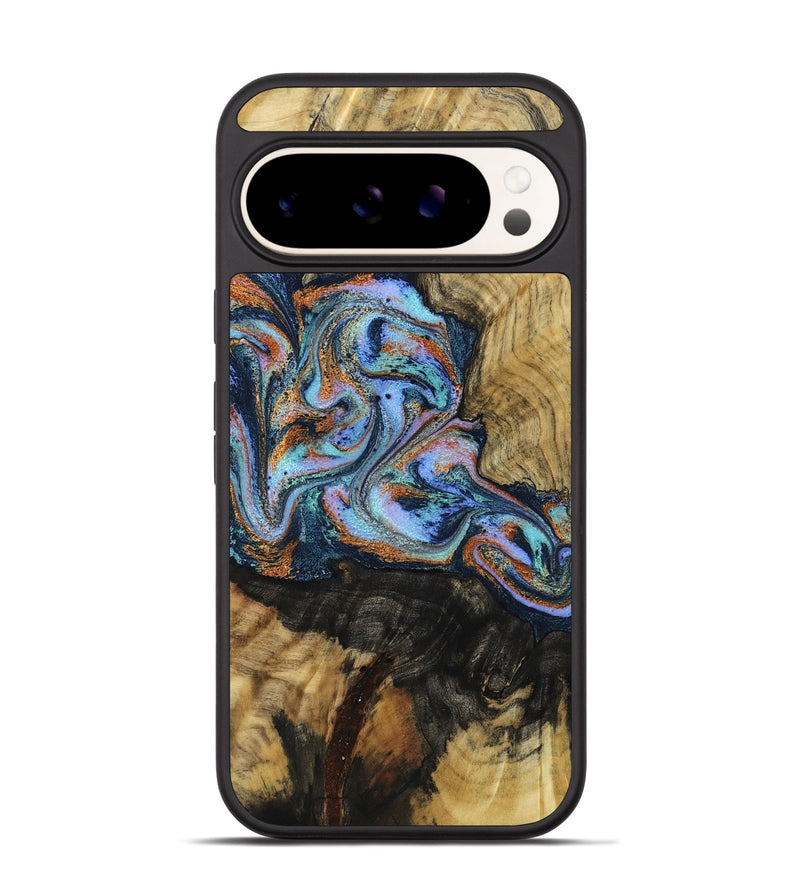 Pixel 9 Wood Phone Case - Finis (Teal & Gold, 792052)