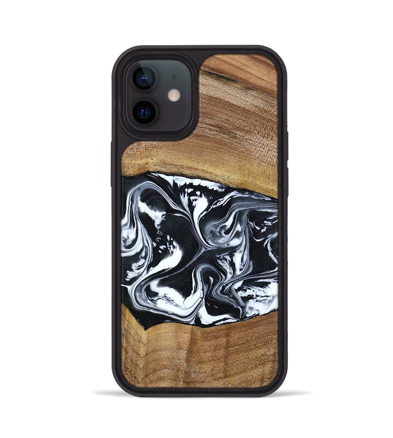 iPhone 12 Wood Phone Case - Kylie (Black & White, 792063)