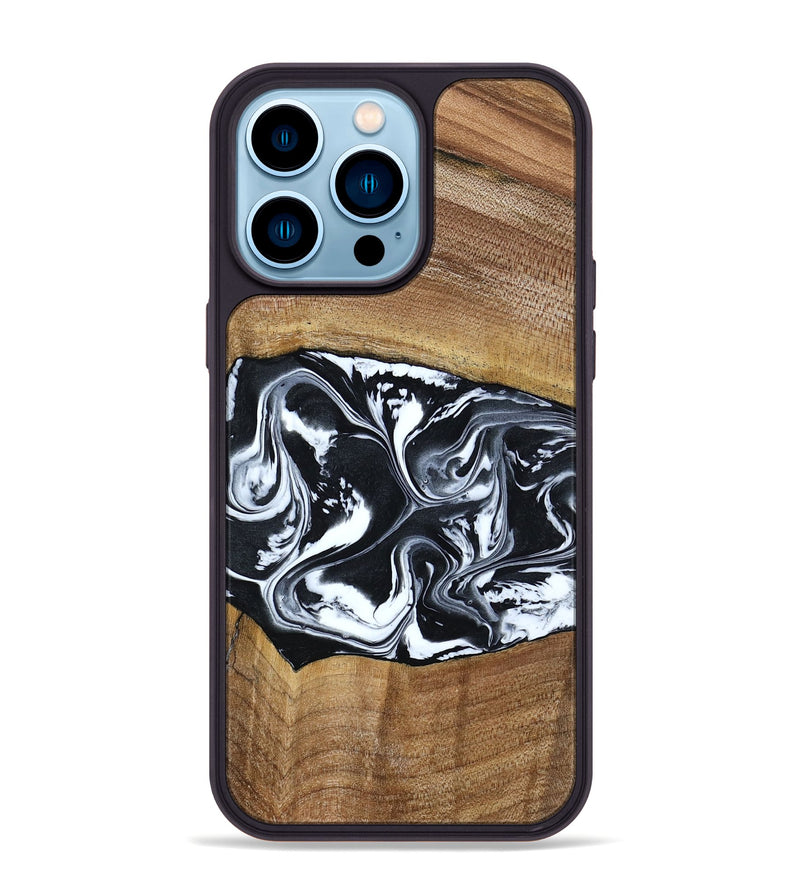 iPhone 14 Pro Max Wood Phone Case - Kylie (Black & White, 792063)