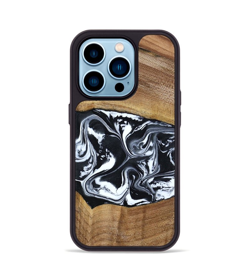 iPhone 14 Pro Wood Phone Case - Kylie (Black & White, 792063)