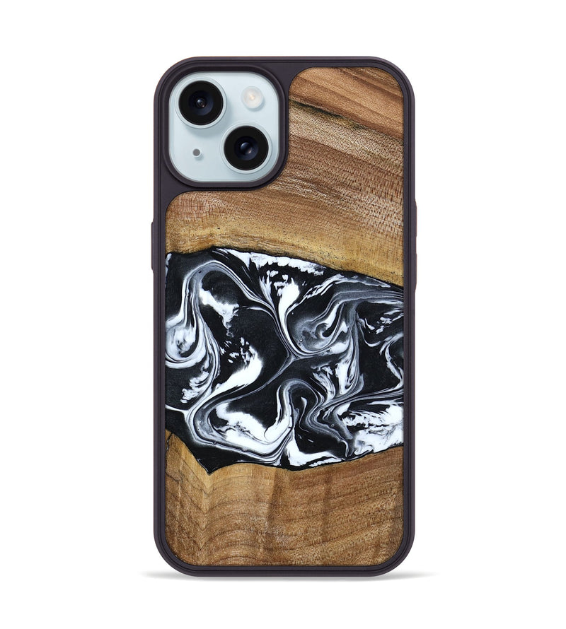 iPhone 15 Wood Phone Case - Kylie (Black & White, 792063)