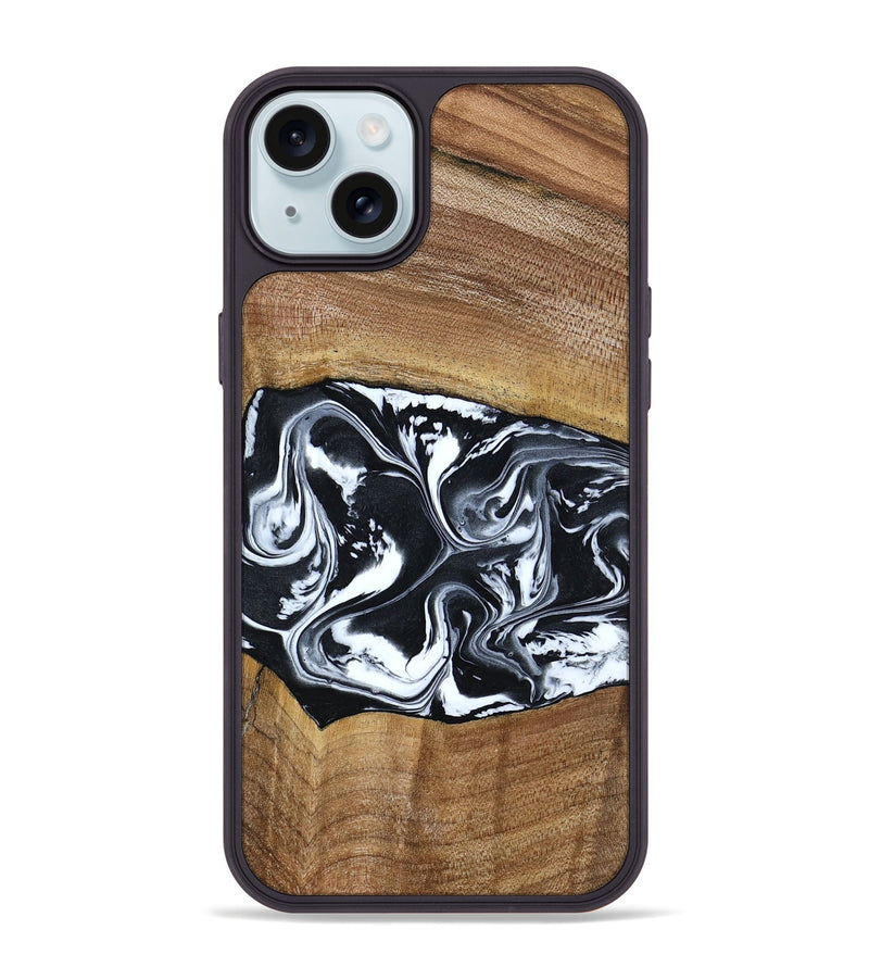 iPhone 15 Plus Wood Phone Case - Kylie (Black & White, 792063)