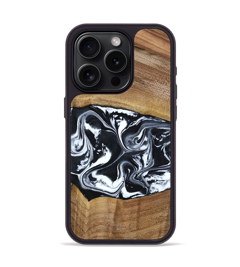 iPhone 15 Pro Wood Phone Case - Kylie (Black & White, 792063)