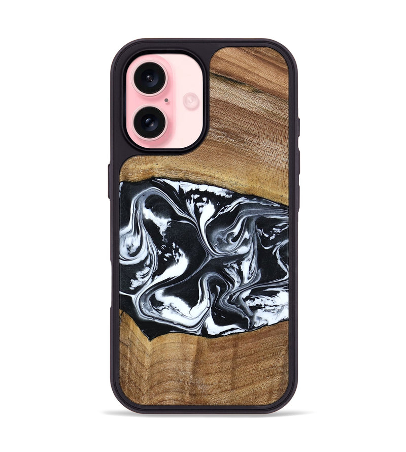 iPhone 16 Wood Phone Case - Kylie (Black & White, 792063)