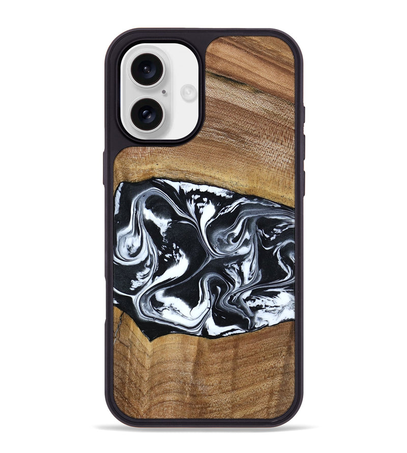 iPhone 16 Plus Wood Phone Case - Kylie (Black & White, 792063)