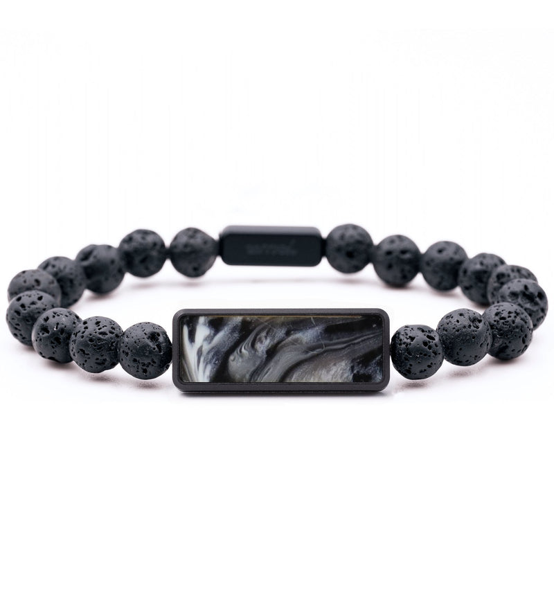 Lava Bead ResinArt Bracelet - Raelynn (Black & White, 792135)