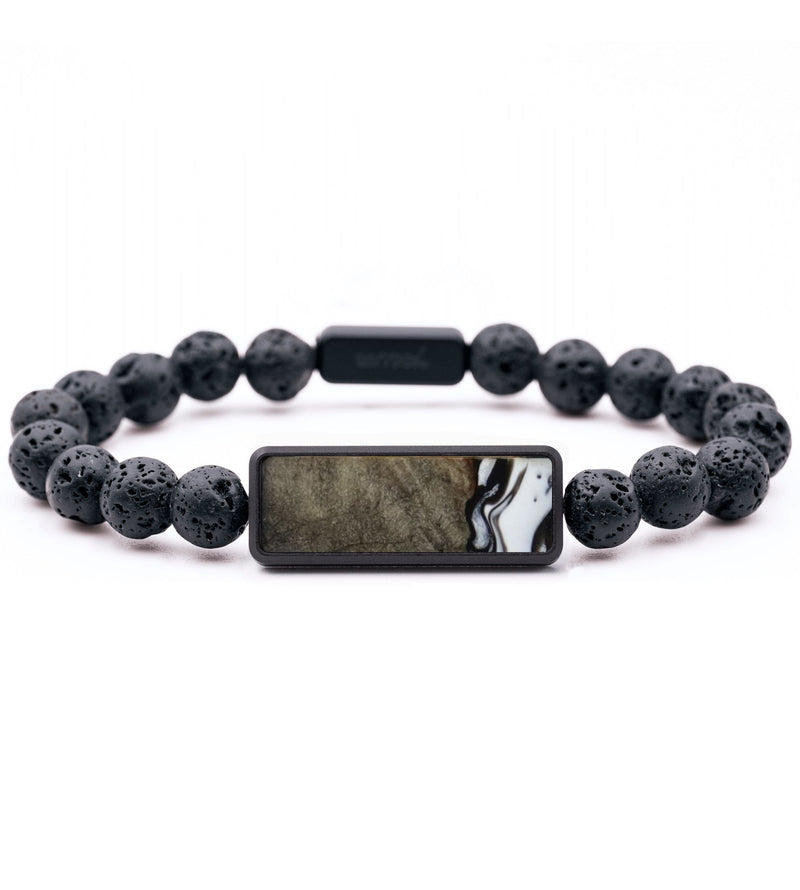 Lava Bead Wood Bracelet - Cecil (Black & White, 792144)