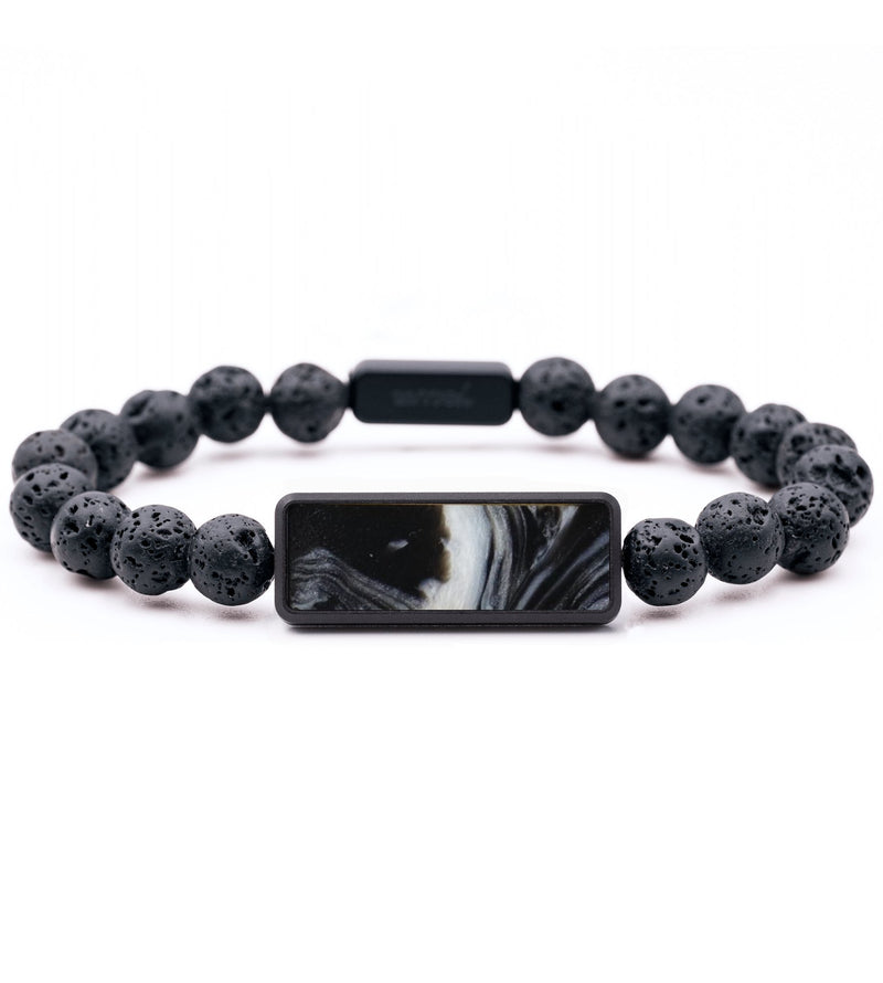 Lava Bead ResinArt Bracelet - Amelia (Black & White, 792147)
