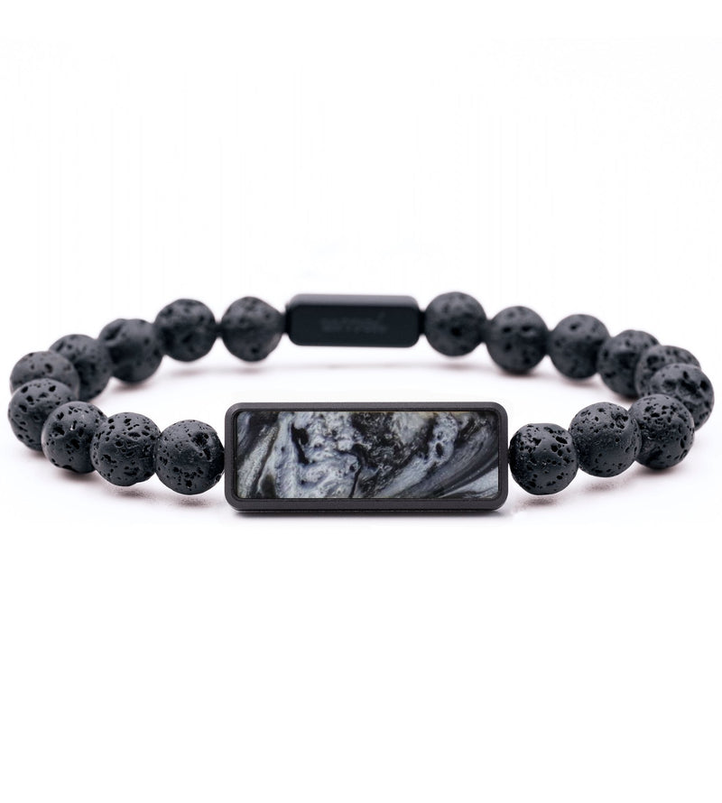 Lava Bead ResinArt Bracelet - Lester (Black & White, 792149)