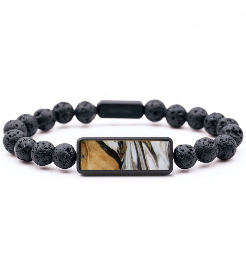 Lava Bead Wood Bracelet - Mabel (Black & White, 792150)
