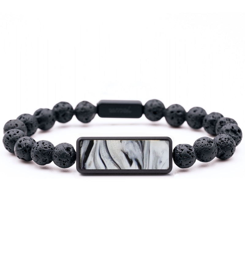 Lava Bead ResinArt Bracelet - Itzel (Black & White, 792151)