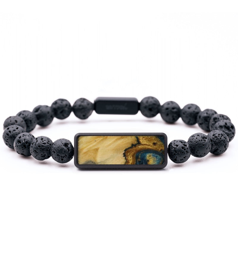 Lava Bead Wood Bracelet - Blair (Teal & Gold, 792199)