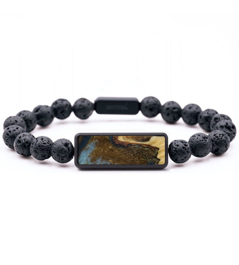 Lava Bead Wood Bracelet - Jared (Teal & Gold, 792211)