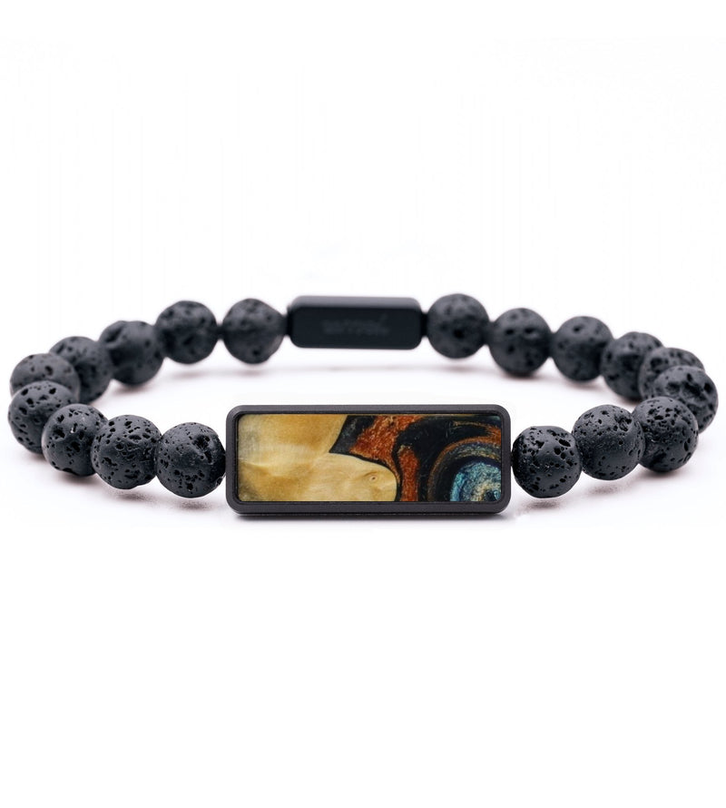 Lava Bead Wood Bracelet - Chester (Teal & Gold, 792212)