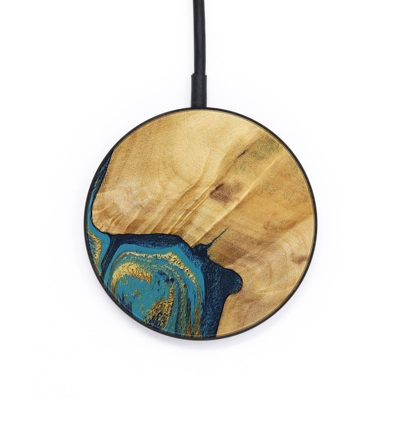 Circle Wood Wireless Charger - Delphia (Teal & Gold, 792294)