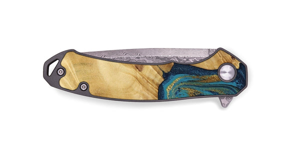 EDC Wood Pocket Knife - Delphia (Teal & Gold, 792294)