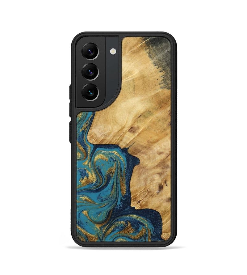 Galaxy S22 Wood Phone Case - Delphia (Teal & Gold, 792294)