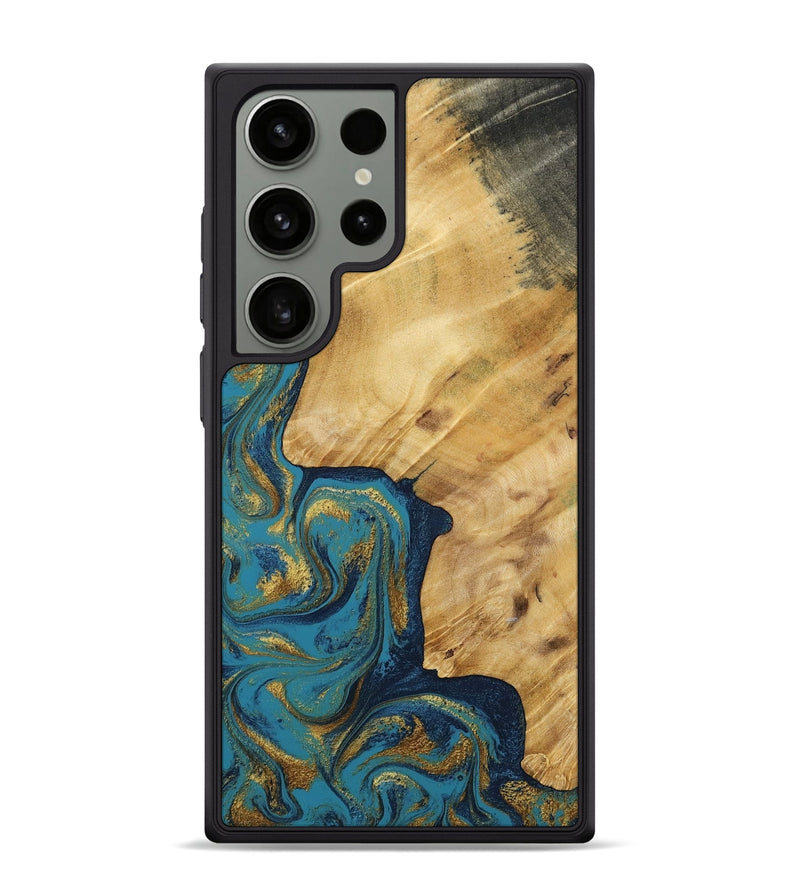 Galaxy S24 Ultra Wood Phone Case - Delphia (Teal & Gold, 792294)