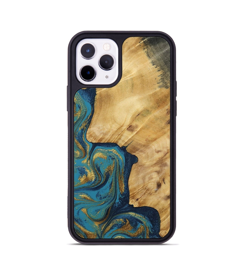 iPhone 11 Pro Wood Phone Case - Delphia (Teal & Gold, 792294)