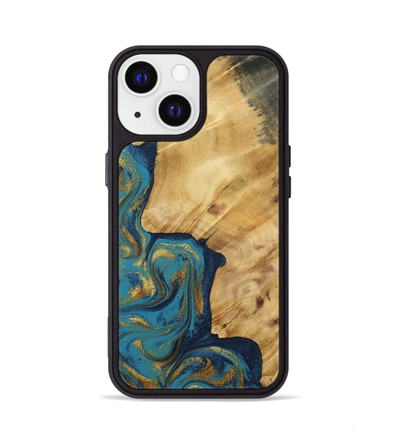 iPhone 13 Wood Phone Case - Delphia (Teal & Gold, 792294)
