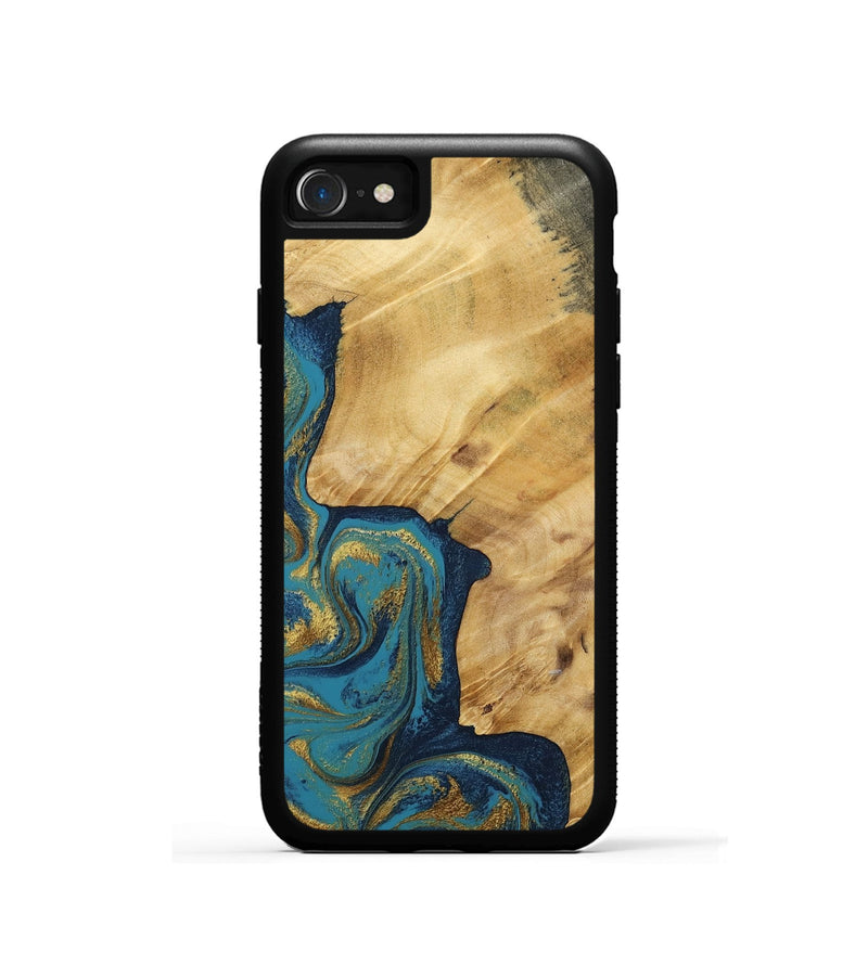 iPhone SE Wood Phone Case - Delphia (Teal & Gold, 792294)