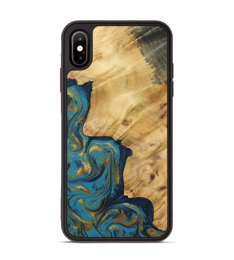 iPhone Xs Max Wood Phone Case - Delphia (Teal & Gold, 792294)