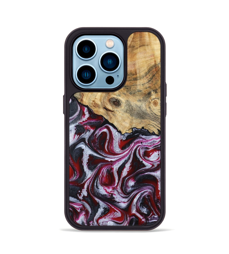 iPhone 14 Pro Wood Phone Case - Lillian (Red, 792300)