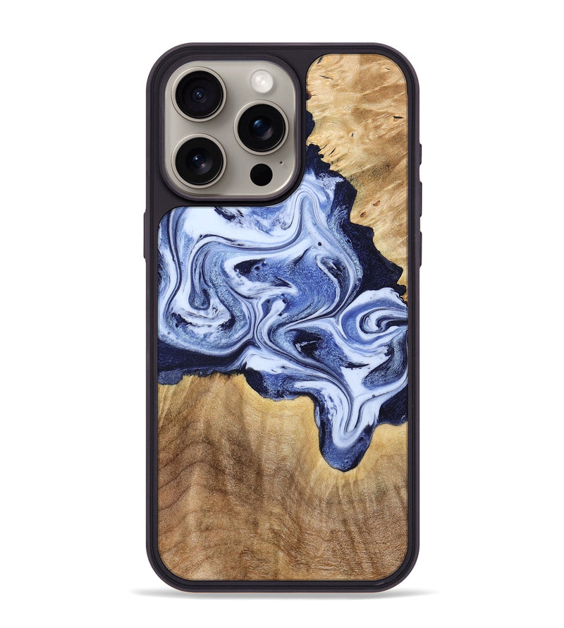 iPhone 15 Pro Max Wood Phone Case - Shara (Blue, 792301)