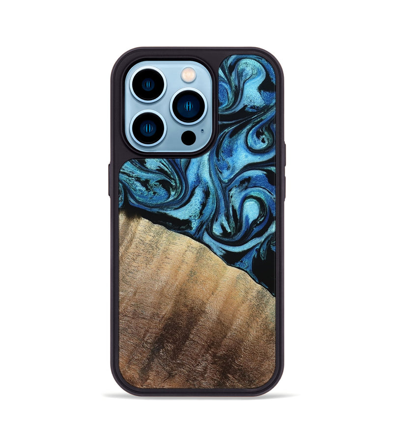 iPhone 14 Pro Wood Phone Case - Daniel (Blue, 792303)