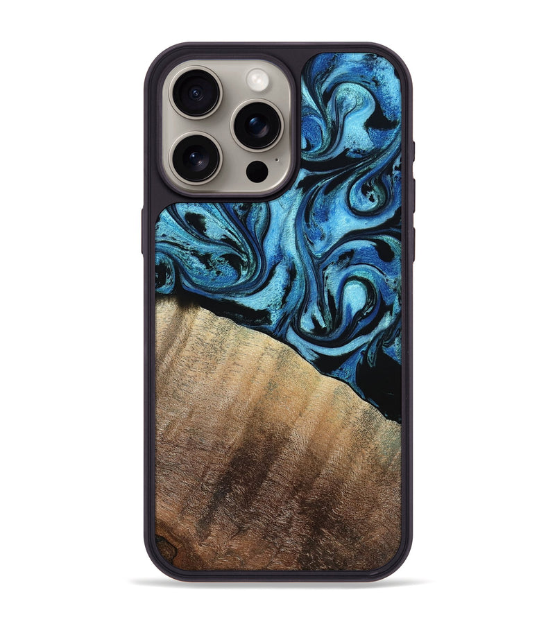 iPhone 15 Pro Max Wood Phone Case - Daniel (Blue, 792303)